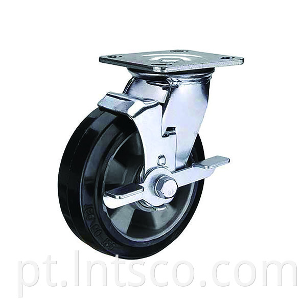 Heavy Duty Rubber on Aluminum Side Brake Casters